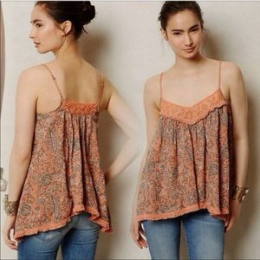 Anthropologie Paisley Tank Top in Pink and Brown - Picture 8 of 8